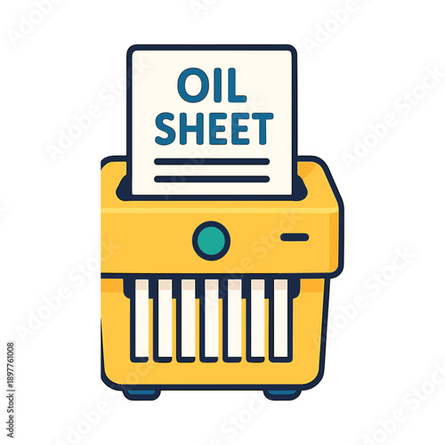 Paper shredder shredding oil sheet flat vector