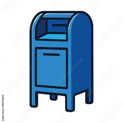 Blue outdoor mailbox flat vector illustration