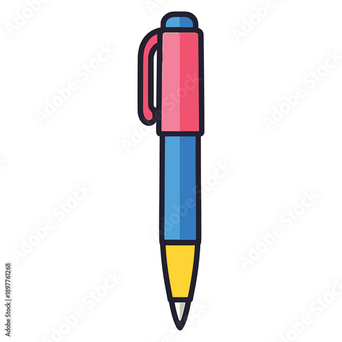 Colorful ballpoint pen flat vector illustration