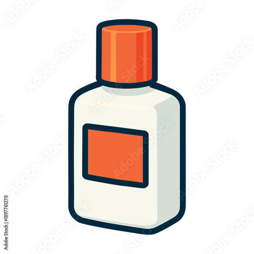Small plastic bottle with orange label and cap