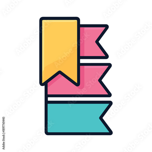 Colorful digital bookmarks flat vector illustration