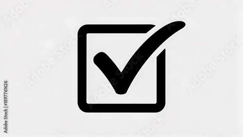 Black check mark inside square box icon isolated on white background
