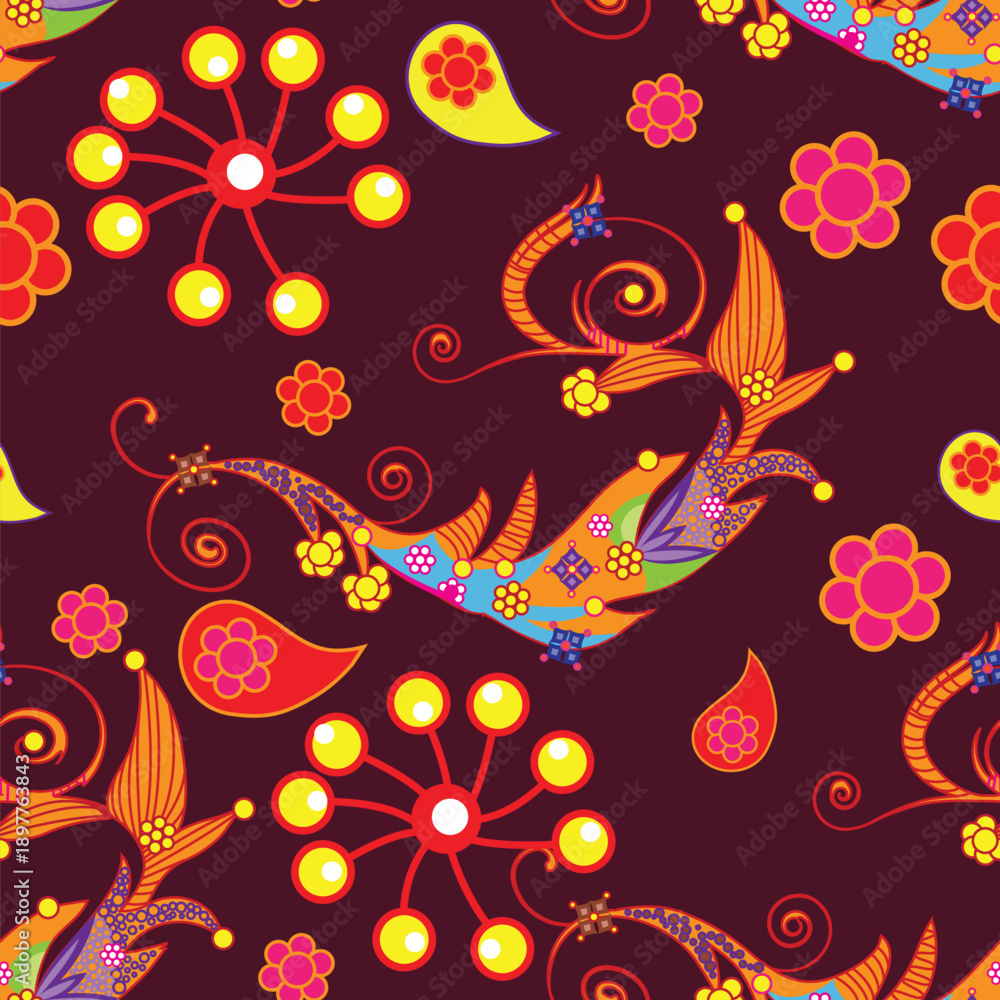 Obraz premium vector seamless pattern with floral