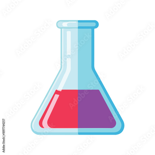 Chemistry Conical Flask Icon with Two Colored Liquids Vector