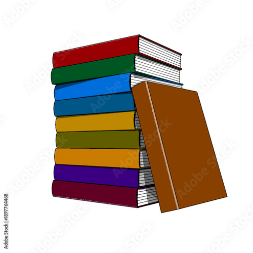 Hardcover Book with Bookmark on White Background. Vector Illustration.