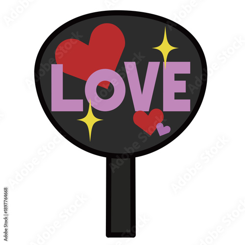 ｢LOVE｣と書かれた応援うちわ