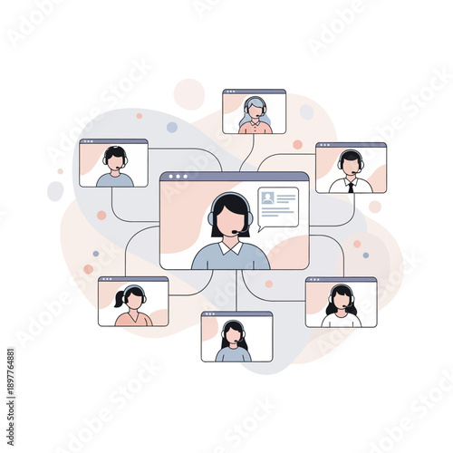 Online customer support team working remotely.