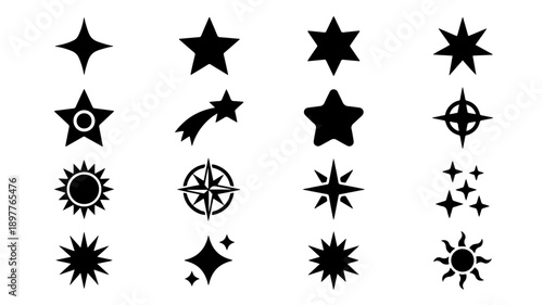 Collection of Star and Celestial Body Icons.