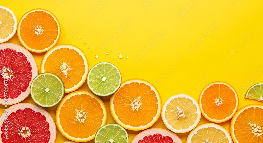 Fototapeta premium Healthy lifestyle concept with fresh vitamin C citrus fruits.