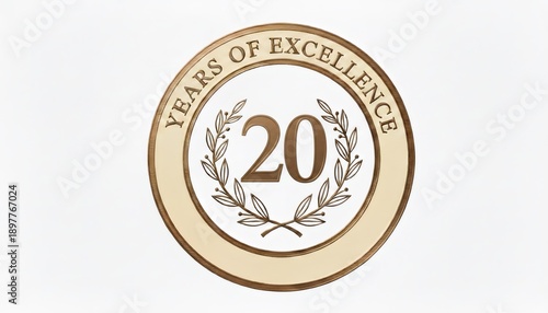 20 years of excellence bronze anniversary emblem for business success and two decades milestone