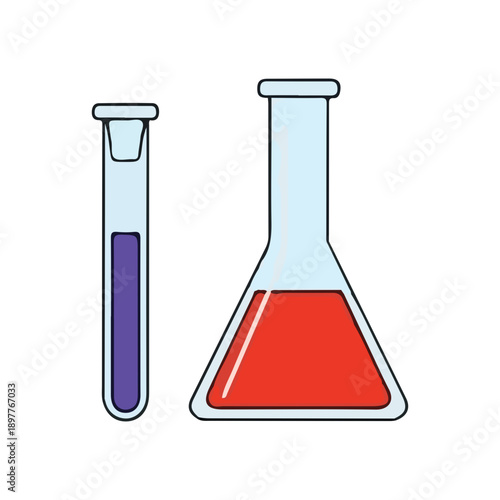 Science laboratory glassware icon simple flat design