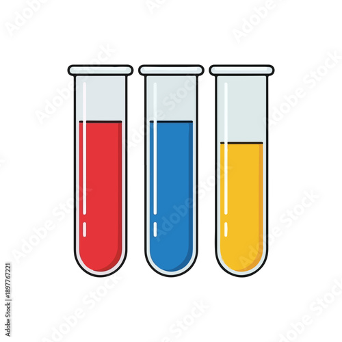 Three Test Tubes with Colorful Liquid Experiment Lab Equipment