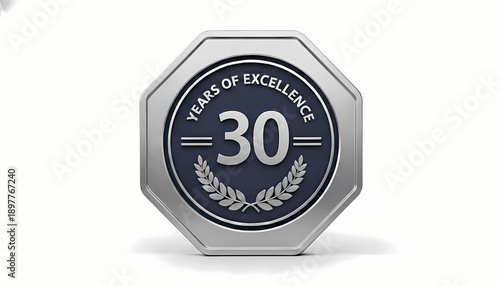 30 years of excellence silver navy octagon seal for three decades achievement and stability