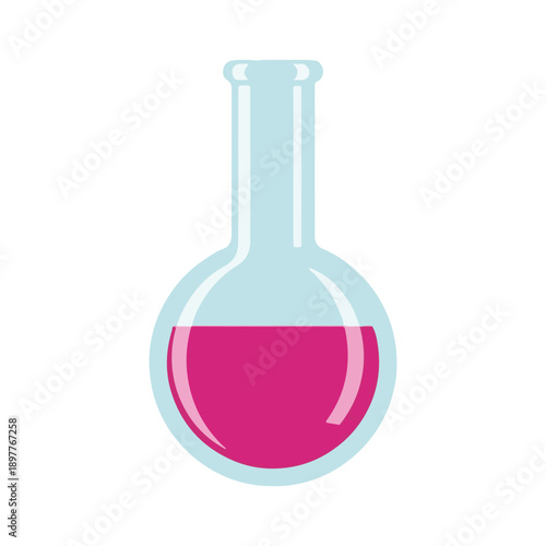 Round Bottom Flask with Pink Liquid Science Lab Equipment Icon
