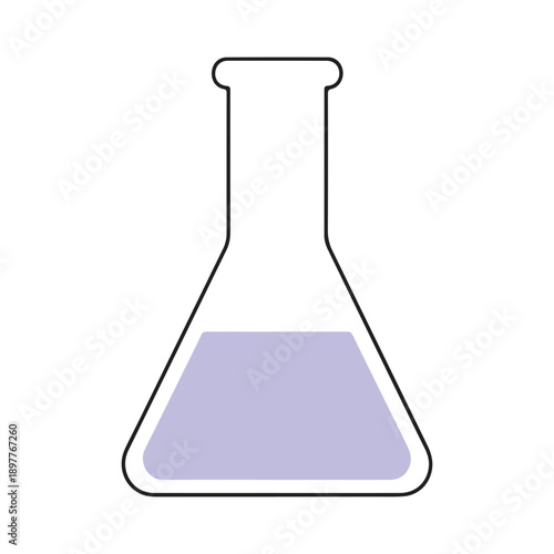 Erlenmeyer Flask Icon with Purple Liquid Chemistry Lab Equipment