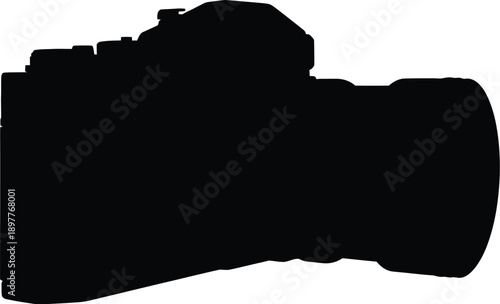 Professional camera silhouette on white background