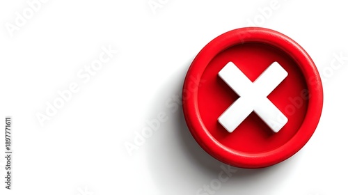 Free Download Glossy red circular button with white X mark symbol for negation or error. isolated 3D render - GFXLoad