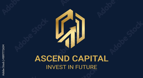 Gold logo for Ascend Capital on a dark blue background with text