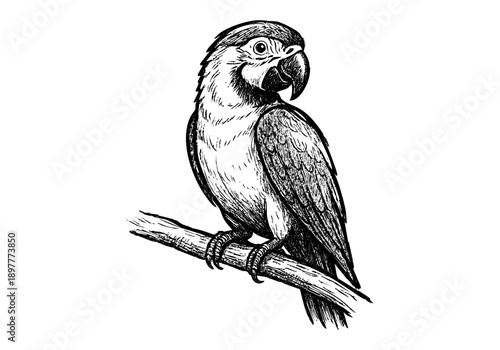 Macaw parrot hand drawn simple sketch vector illustration