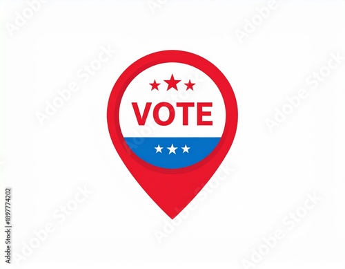 Free Download American Election Vote Symbol - Red Pin with Stars and Vote Text for Political Campaigns. - GFXLoad