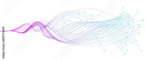 Big data visualization. Big data stream futuristic infographic. Abstract light lines wavy flowing dynamic