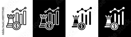 strategy white icon set design