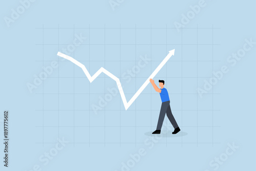 Leadership to lead business growth in market downturns, investor push arrow chart and chart is back up.