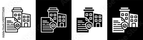 insurance white icon set design