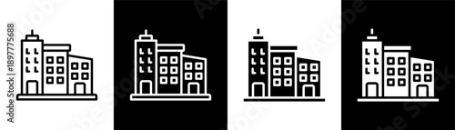 real estate white icon set design