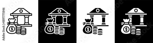 banking white icon set design