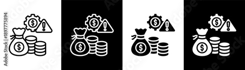 money risk white icon set design