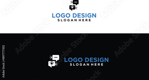 Chat bubble logo design communication symbol with text placeholders for brand identity modern vector illustration for business