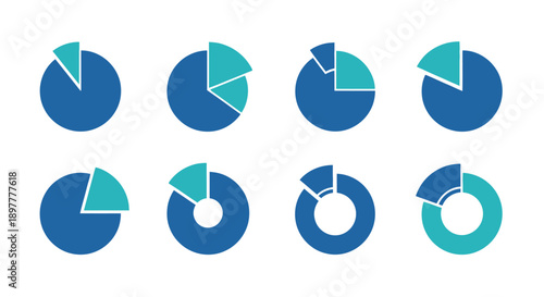 Collection of circular charts demonstrating proportional data segments