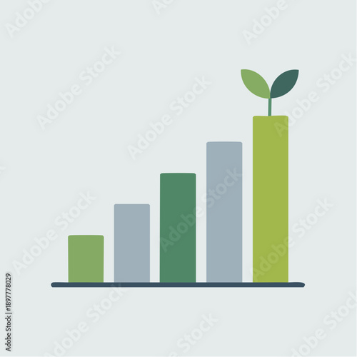 A visual representation of upward growth and development, depicted as a bar chart with a seedling sprouting from the top bar, symbolizing progress and flourishing