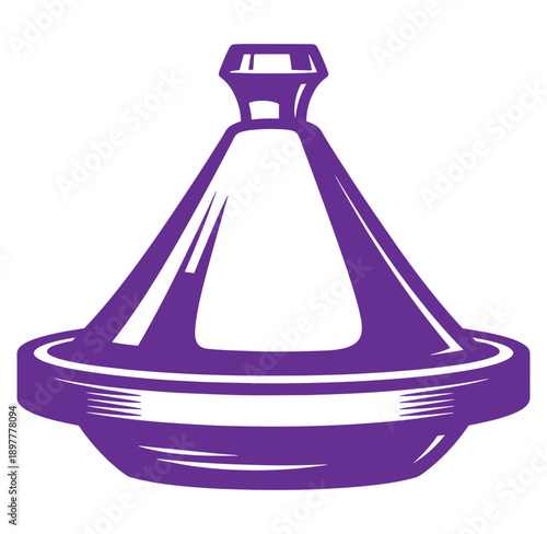 Purple plastic bottle cap with conical shape and handle on top