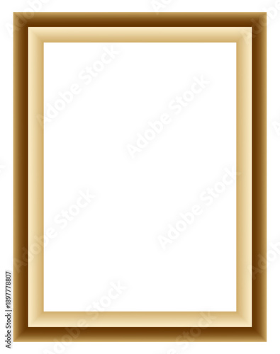 Soft brown metallic rectangular frame with smooth gradient border, elegant decorative outline for certificate and print design