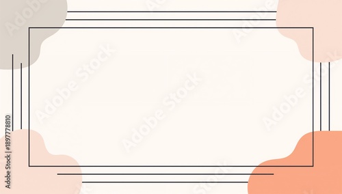 Minimal Abstract Frame with Neutral Pastel Shapes, Elegant Double-Line Border and Clean White Center, Modern Background for Quotes, Posters, Invitations, Branding, Wall Art and Social Media Design