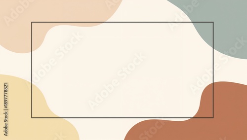 Minimal Abstract Frame with Neutral Pastel Shapes, Elegant Double-Line Border and Clean White Center, Modern Background for Quotes, Posters, Invitations, Branding, Wall Art and Social Media Design