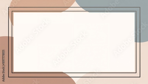Minimal Abstract Frame with Neutral Pastel Shapes, Elegant Double-Line Border and Clean White Center, Modern Background for Quotes, Posters, Invitations, Branding, Wall Art and Social Media Design