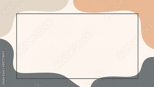 Minimal Abstract Frame with Neutral Pastel Shapes, Elegant Double-Line Border and Clean White Center, Modern Background for Quotes, Posters, Invitations, Branding, Wall Art and Social Media Design