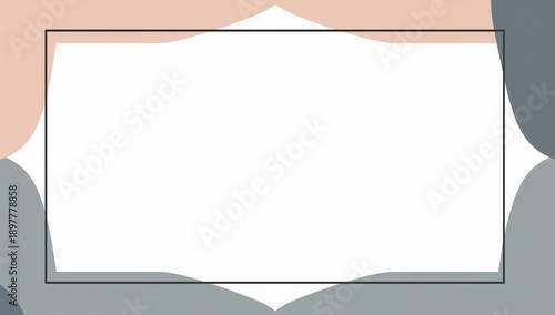 Minimal Abstract Frame with Neutral Pastel Shapes, Elegant Double-Line Border and Clean White Center, Modern Background for Quotes, Posters, Invitations, Branding, Wall Art and Social Media Design