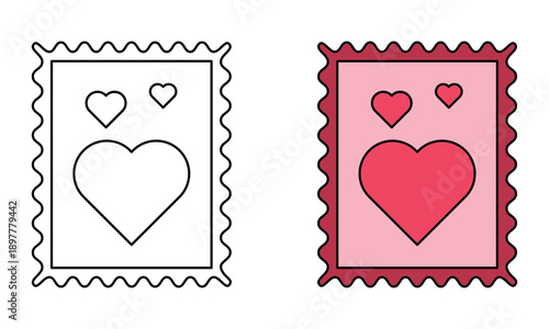 Festive Love Hearts Postage Stamp Graphic for Romantic Valentine's Celebrations
