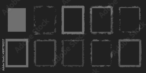 A series of gray rectangular frames displayed in a grid arrangement