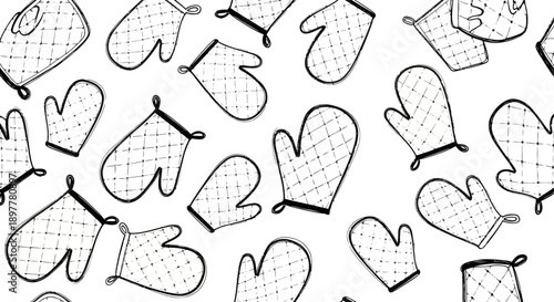 Hand-Drawn Oven Mitts Design, Home, Illustration, Fun