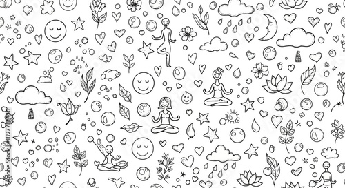 Meditative Elements, Abstract Spacing, Relaxation, Vector Art, Calm Background