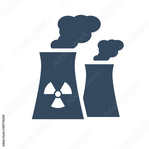 nuclear power station vector icon, electricity plant building exterior symbol