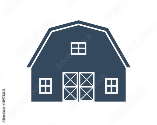 barn or farm building icon, agricultural industrial building exterior symbol