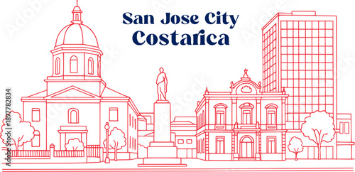 sketch drawing of san jose city - costarica (artwork 1)