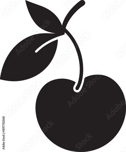 Black Apple Silhouette Icon,Minimal Apple Shape Symbol