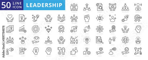 leadership icon outline pack contains passionate, literature, pioneer, organization, delegation, accomplishment, honesty, follower, empathy, confidence, concept, generosity, initiative